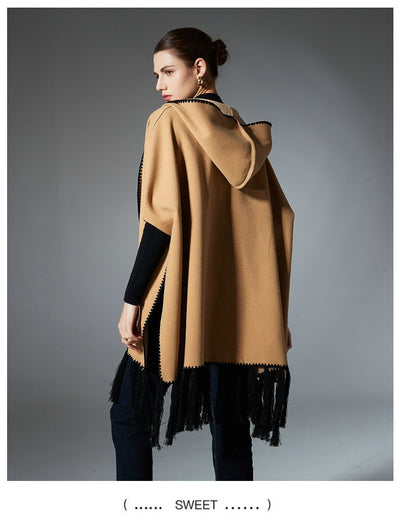Poncho Hoodie con Borlas - Abrigo Versátil para Otoño e Invierno - Image 14