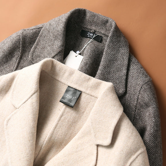 Abrigo de Lana Reversible Elegante para Mujer - Corte Holgado