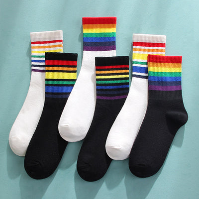 Calcetines Arcoíris de Algodón para Mujer - Tubo Alto