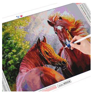 Cuadro de Punto de Cruz Caballo con Diamante - Diseño Geométrico para el Hogar - Image 26