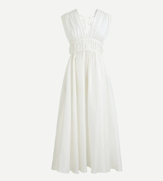 Vestido Vintage de Seda con Escote V y Cintura Plisada - Image 9