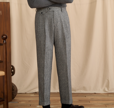 Pantalones de Lana Pata de Gallo Cintura Alta para Hombre - Otoño Invierno - Image 8
