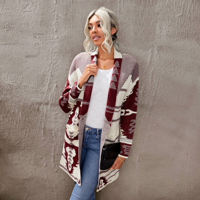 Cardigan de Cashmere con Botones Estampados para Mujer