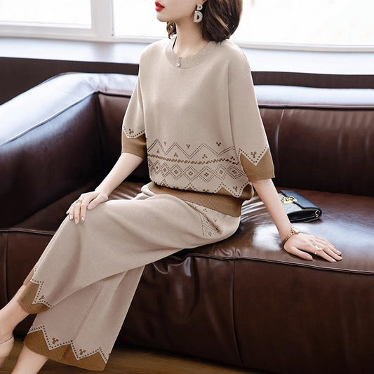 Conjunto Deportivo Dos Piezas Mujer Adulta - Blusa y Pantalón Corto Seda Helada Primavera Otoño