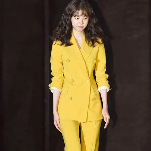 Traje Ejecutivo Amarillo Dos Piezas para Mujer