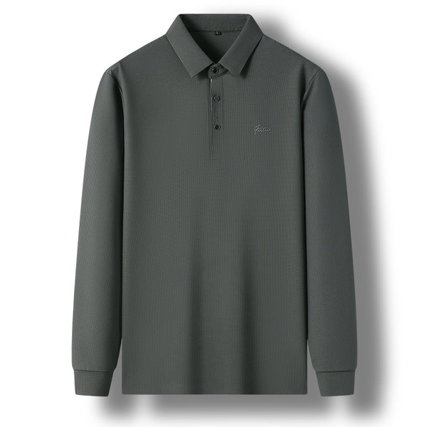 Camiseta Manga Larga Hombre Cuello Semiabierto Estilo Coreano