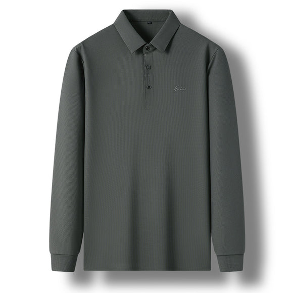 Camiseta Masculina de Manga Longa com Gola Semiaberta Estilo Coreano