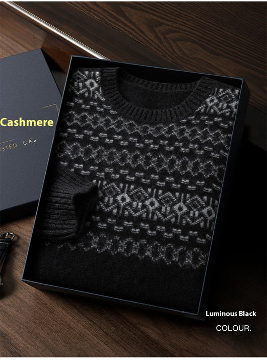 Suéter de Cachemira Jacquard para Hombre - Tejido Grueso y Cálido - Image 12