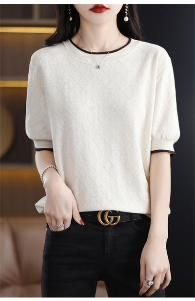 Blusa Tejida de Algodón 100% Manga Corta Suelta Efecto Reductor para Mujer - Image 15