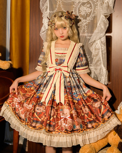 Vestido Corto British Knight Bear Manga Corta para Verano - Image 6