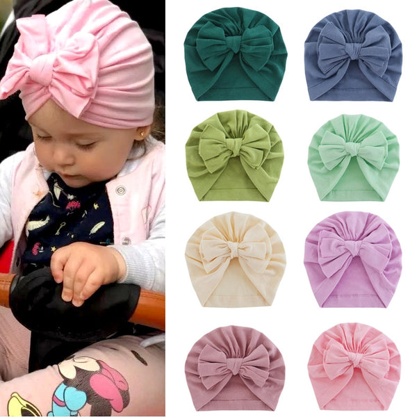 Turbante con Capucha y Moño - Gorro Elegante de Color Liso