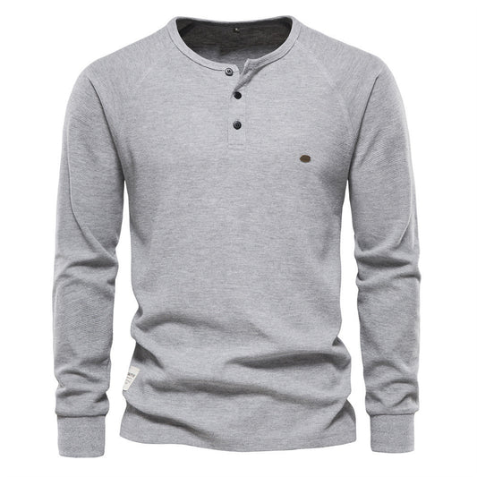 Henley Casual de Manga Larga para Hombre - Base Layer Versátil - Image 2