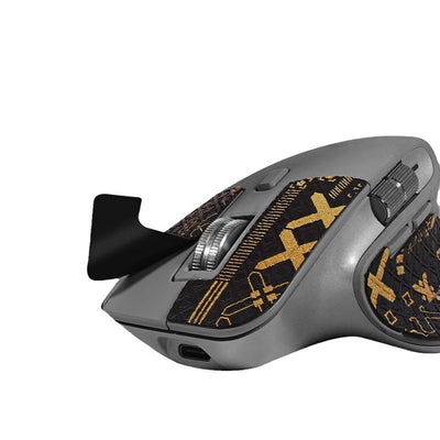 Red and black anti-slip sticker set with geometric and text patterns for Logitech MX Master 3s mouse. - Image 5