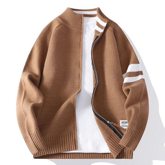 Chaqueta Térmica Tejida para Hombre con Cuello Mock y Mangas Largas - Image 3