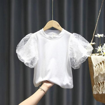 Blusa Infantil Coreana con Mangas Abullonadas - Estilo Verano - Image 2