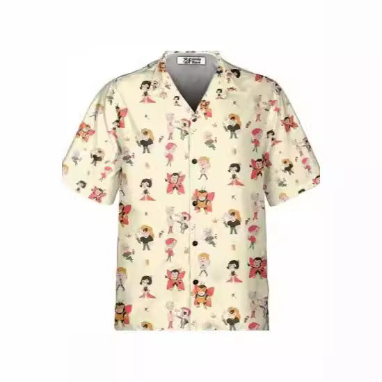 Camisa Estampada Elástica de Fibra de Acetato para Hombre
