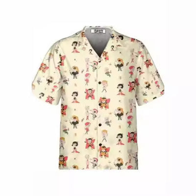Camisa Estampada Elástica de Fibra de Acetato para Hombre