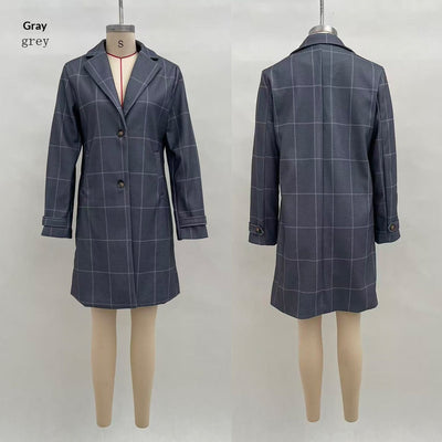 Chaqueta Cuadros Tamaño Grande con Solapa Clásica - Image 6