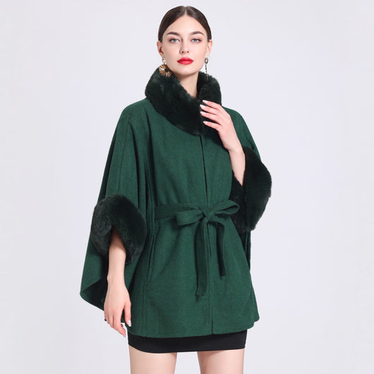Capa Abrigo de Lana con Cuello de Conejo y Encaje Ajustable - Image 6