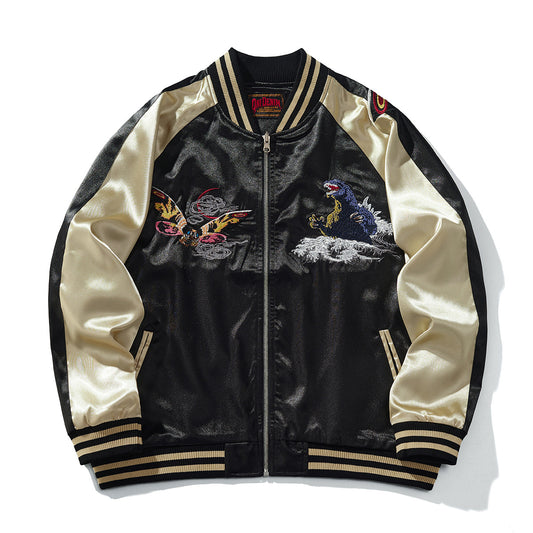 Chaqueta Béisbol Casual Hombre con Bordado de Dragón - Streetwear Premium