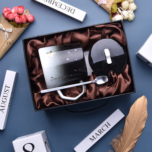 Taza de Cerámica Cielo Estrellado con Tapa y Cuchara - Image 10