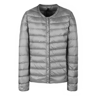 Chaqueta Acolchada Ligera Sin Cuello para Mujer - Abrigo Corto Versátil - Image 9