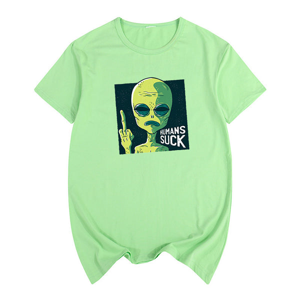 Camiseta Unisex de Manga Corta con Diseño de Caricatura Satírica