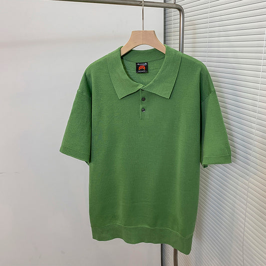 Camisa Slim Fit Coreana de Manga Corta con Cuello Solapa para Hombre