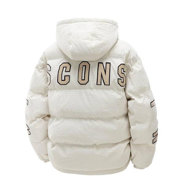 Chaqueta Acolchada de Invierno para Hombre con Capucha y Estampado Urbano