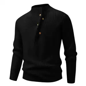 Suéter Casual para Hombre con Cuello Mao y Botones Sesgados - Image 10