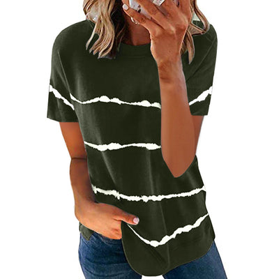 Blusa Rayada Suelta de Manga Corta - Image 24