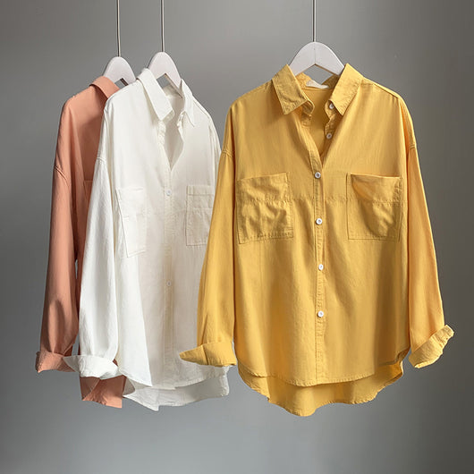 Camisa Suelta de Dos Bolsillos en Color Sólido - Image 4