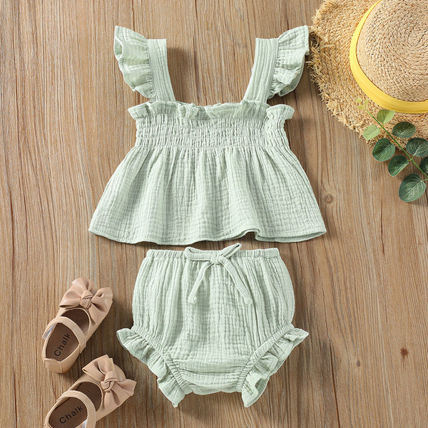 Conjunto de Top Sling y Shorts Ajustados en Colores Lisos