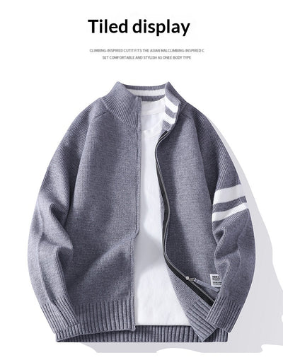 Chaqueta Térmica Tejida para Hombre con Cuello Mock y Mangas Largas - Image 16