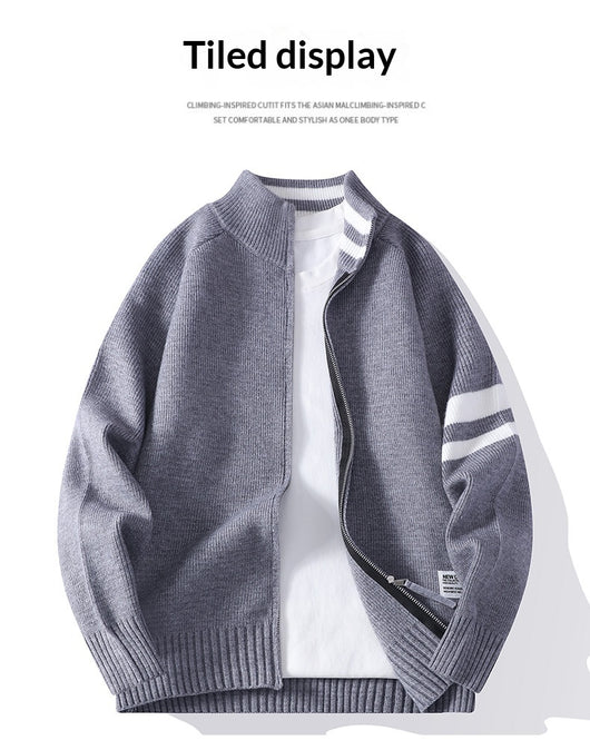 Chaqueta Térmica Tejida para Hombre con Cuello Mock y Mangas Largas - Image 16
