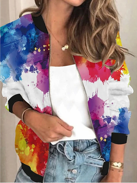 Abrigo Cardigan Estampado con Cuello Alto Suelto para Mujer - Image 2