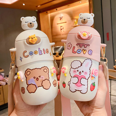 Botella Portátil para Niñas con Pajita y Correa Mensajero - Image 15