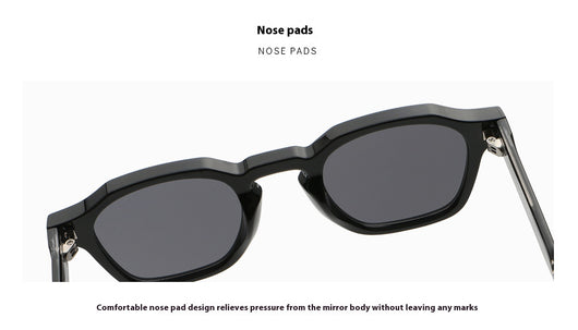 Classic fashion sunglasses with a black and tortoiseshell quadrilateral frame and dark green lenses, angled view. - Image 21