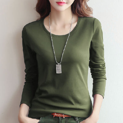 Camiseta Manga Larga Cuello Redondo para Mujer - Colores Sólidos - Image 8