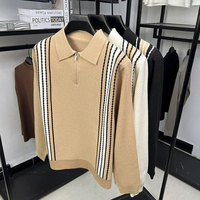Suéter de Punto Colorblock con Cuello y Cierre Medio Cremallera para Hombre - Image 14