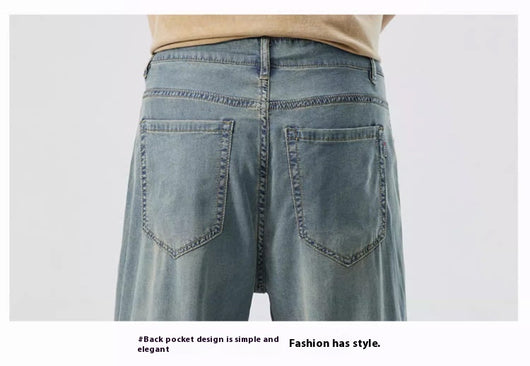 Jeans Rectos Holgados en Seda de Hielo para Hombre - Image 18