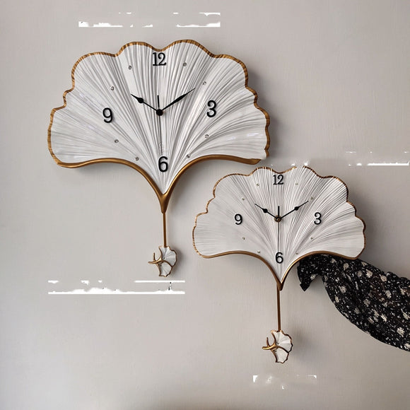 Reloj de Pared Péndulo Hoja de Ginkgo Elegante