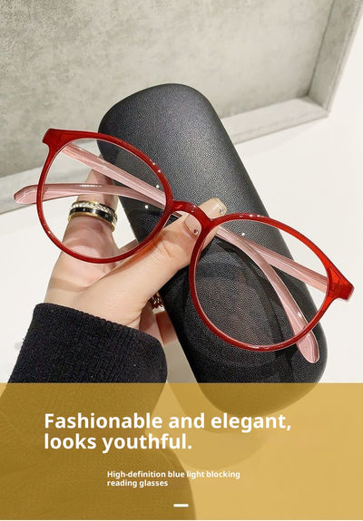 Black round frame reading glasses with blue light blocking lenses for high-definition eye protection. - Image 20
