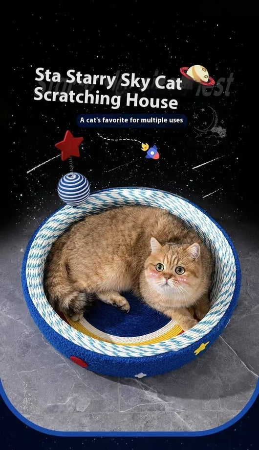 Rascador Tejido Redondo Diseño Cielo Estrellado para Gatos - Image 12