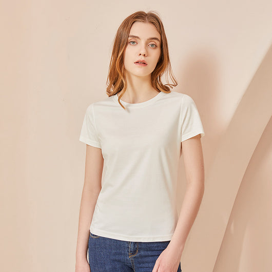Blusa Fresca de Algodón y Seda de Gusano para Mujer - Manga Corta Verano - Image 3