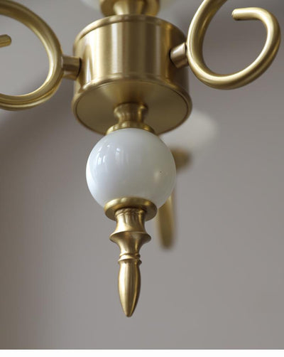 Lámpara Colgante Vintage Francesa Cristal Lechoso con Detalles en Cobre - Image 13