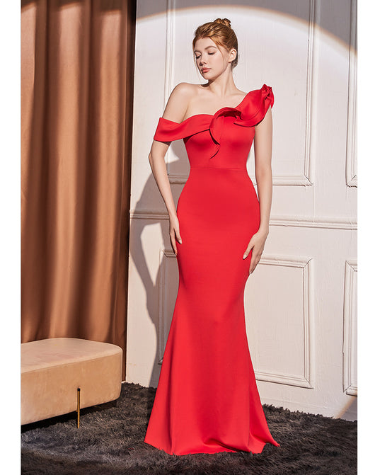 Vestido Largo Elegante con Hombros Inclinados Efecto Adelgazante - Image 19