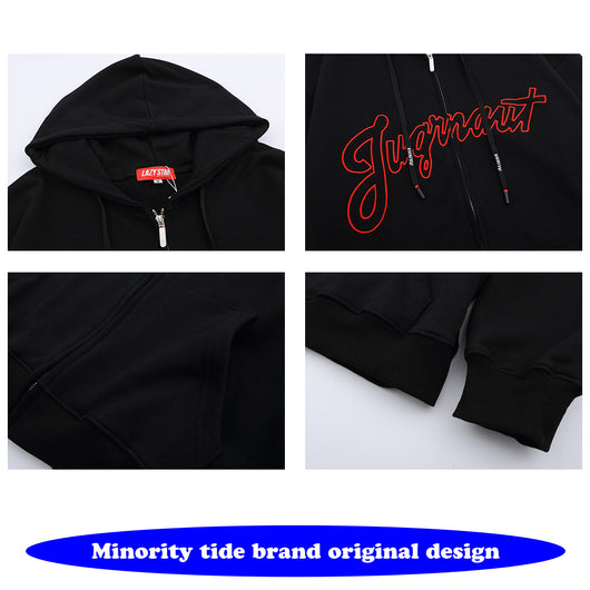 Sudadera con Capucha Pareja Letras Bordadas Diseño Minimalista - Image 6