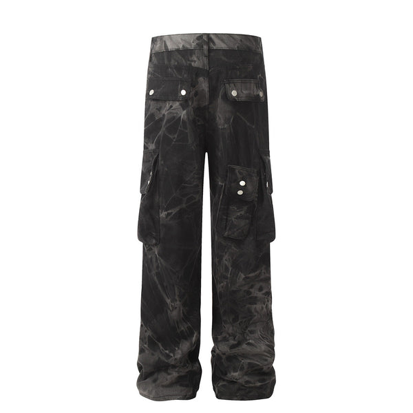 Pantalones Cargo Denim de Pierna Ancha para Hombre