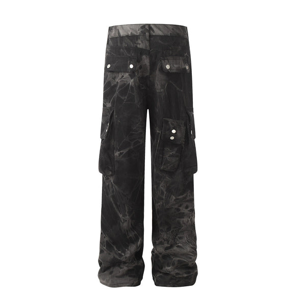 Pantalones Cargo Denim de Pierna Ancha para Hombre
